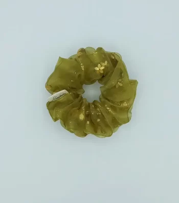 Olive-Green-Dhanak-Classic-Scrunchie-Organza-with-Sequins