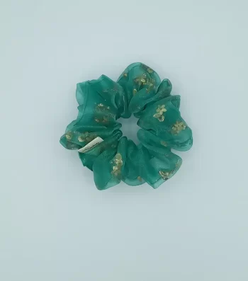 Sea-Green-Dhanak-Classic-Scrunchie-Organza-with-Sequins